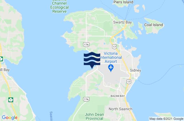 Mappa delle Getijden in Patricia Bay, United States