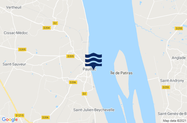 Mappa delle Getijden in Pauillac (Gironde River), France