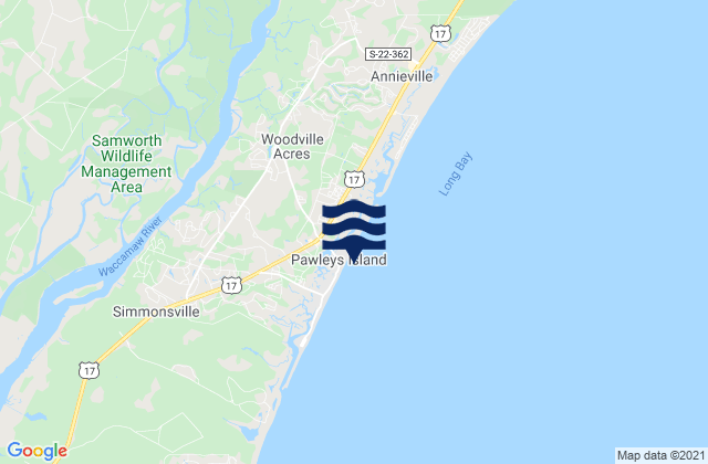 Mappa delle Getijden in Pawleys Island Pier (ocean), United States