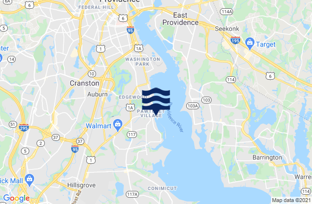 Mappa delle Getijden in Pawtuxet Pawtuxet Cove, United States