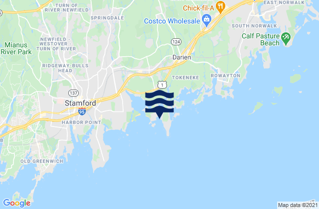 Mappa delle Getijden in Pear Tree Point Beach, United States