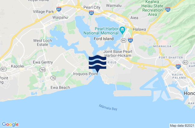 Mappa delle Getijden in Pearl Harbor Entrance (Bishop Point), United States