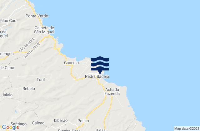 Mappa delle Getijden in Pedra Badejo, Cabo Verde