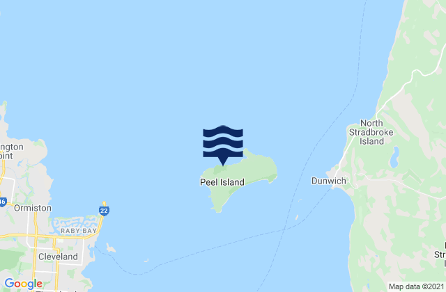 Mappa delle Getijden in Peel Island, Australia
