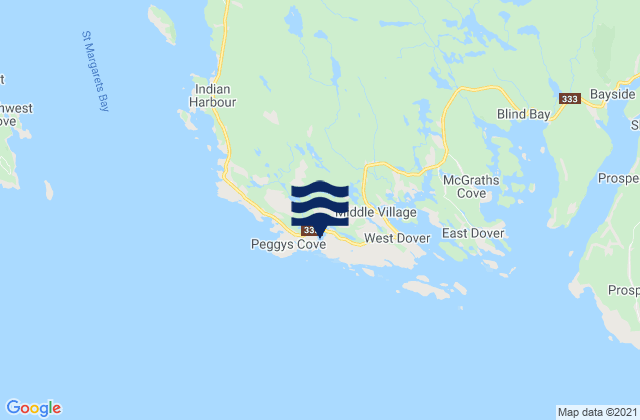 Mappa delle Getijden in Peggys Cove Soi, Canada