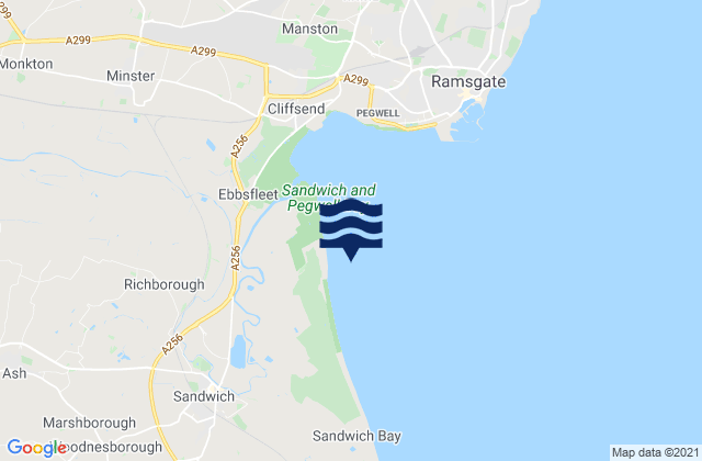 Mappa delle Getijden in Pegwell Bay, United Kingdom