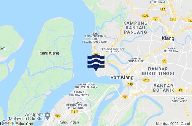 Mappa delle Getijden in Pelabuhan Kelang, Malaysia