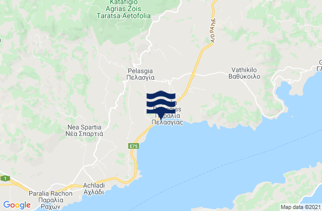 Mappa delle Getijden in Pelasgía, Greece