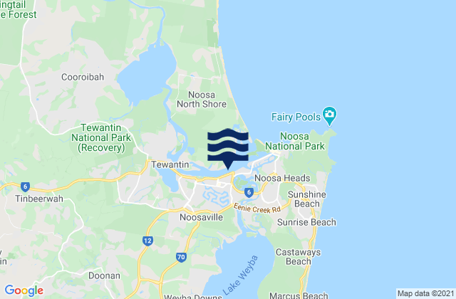 Mappa delle Getijden in Pelican Beach, Australia