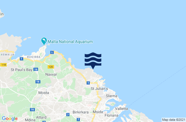 Mappa delle Getijden in Pembroke, Malta