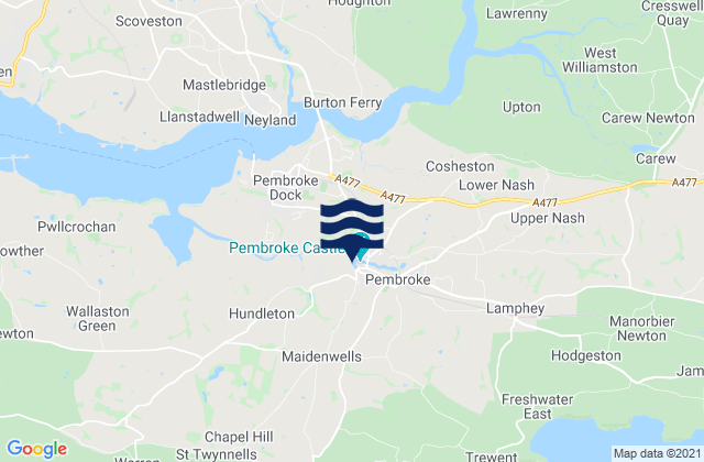Mappa delle Getijden in Pembroke, United Kingdom