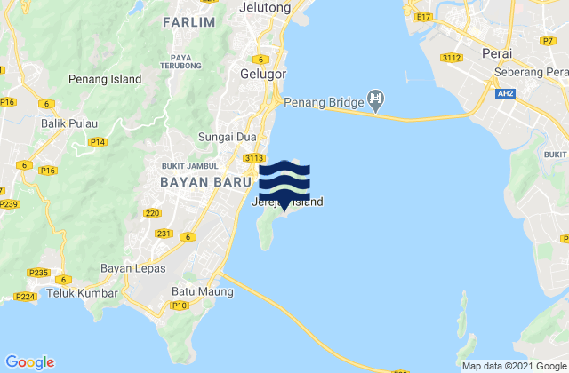 Mappa delle Getijden in Penang Shipyard, Malaysia