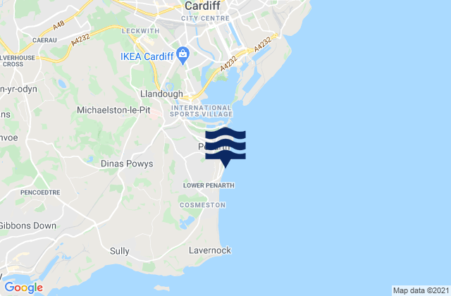Mappa delle Getijden in Penarth Beach, United Kingdom
