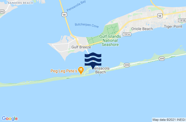 Mappa delle Getijden in Penascola Beach, United States