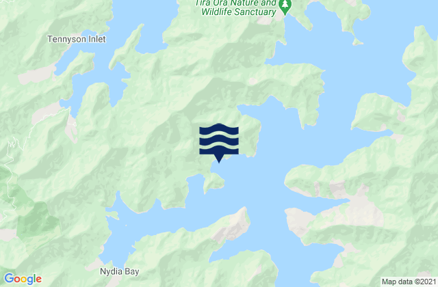 Mappa delle Getijden in Penguin Bay, New Zealand