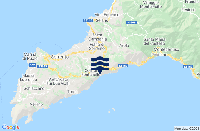Mappa delle Getijden in Penisola Sorrentina, Italy