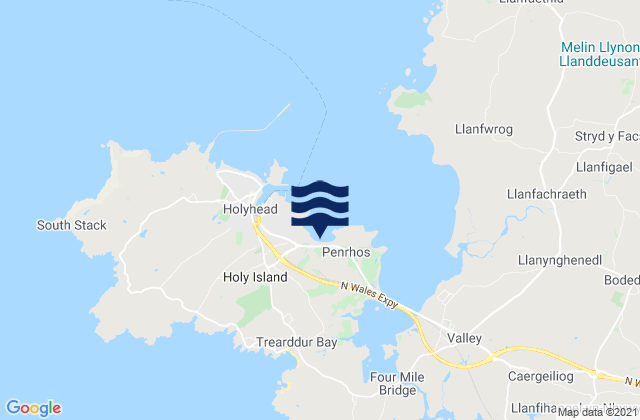 Mappa delle Getijden in Penrhos Beach, United Kingdom