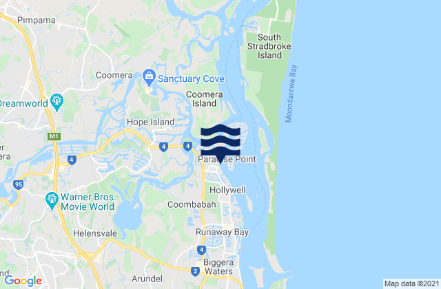 Mappa delle Getijden in Penrith Island, Australia