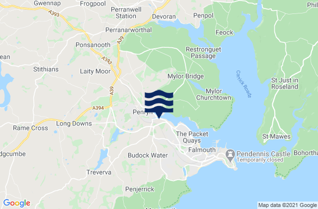 Mappa delle Getijden in Penryn, United Kingdom