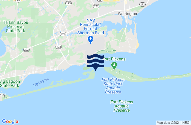 Mappa delle Getijden in Pensacola Bay Entrance, United States