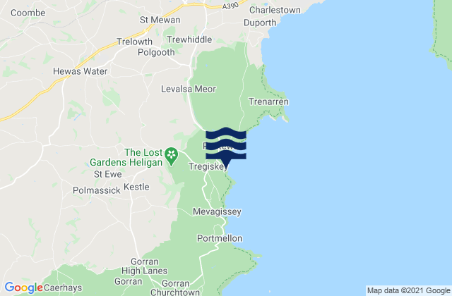 Mappa delle Getijden in Pentewan Beach, United Kingdom
