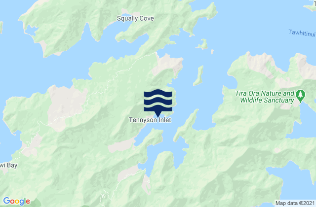 Mappa delle Getijden in Penzance Bay, New Zealand