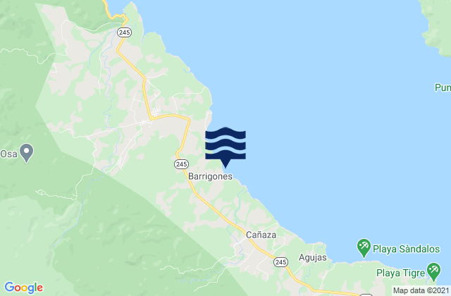 Mappa delle Getijden in Península de Osa, Costa Rica