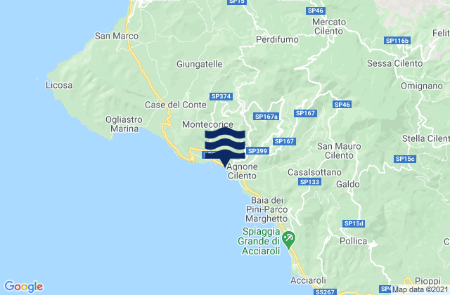 Mappa delle Getijden in Perdifumo, Italy