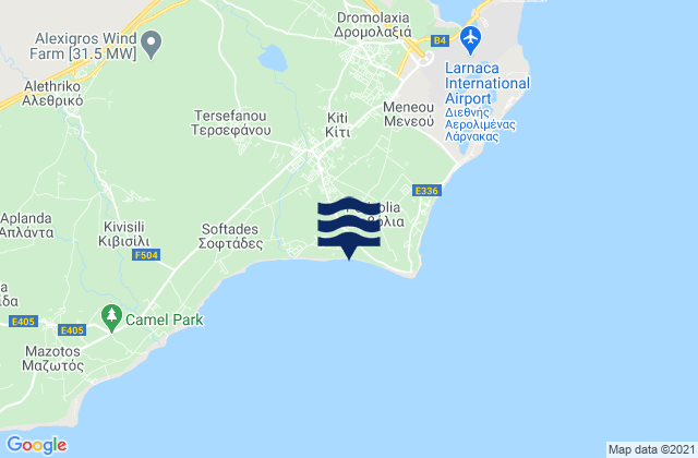Mappa delle Getijden in Perivólia, Cyprus