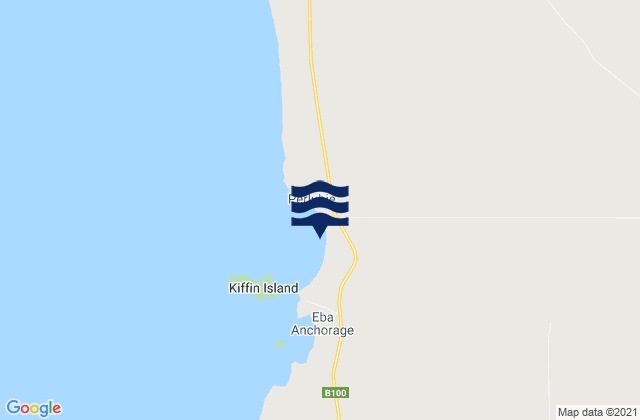Mappa delle Getijden in Perlubie Beach, Australia