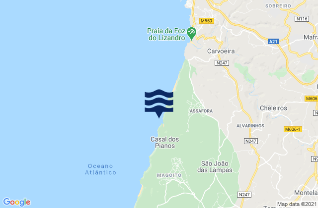 Mappa delle Getijden in Pero Pinheiro, Portugal