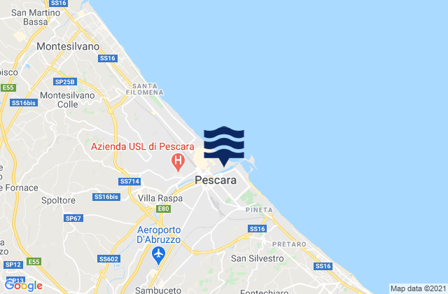 Mappa delle Getijden in Pescara, Italy