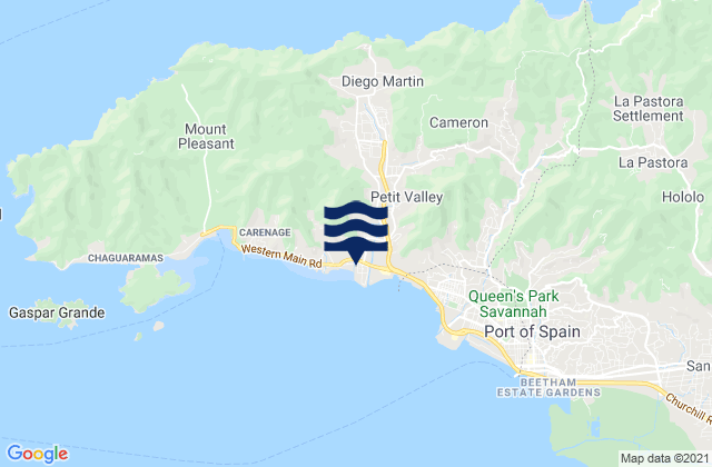 Mappa delle Getijden in Petit Valley, Trinidad and Tobago