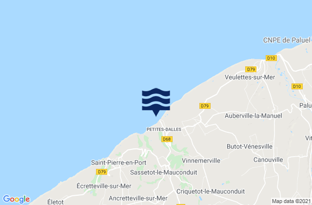 Mappa delle Getijden in Petites Dalles, France
