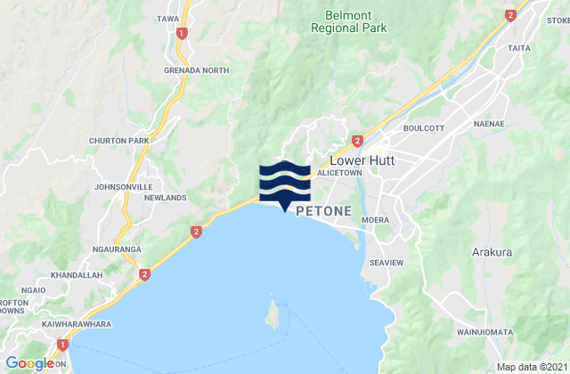 Mappa delle Getijden in Petone, New Zealand