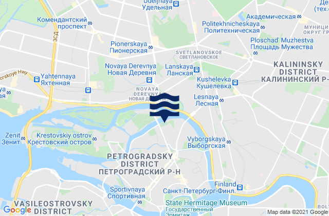 Mappa delle Getijden in Petrogradka, Russia