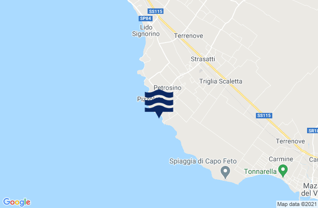Mappa delle Getijden in Petrosino, Italy