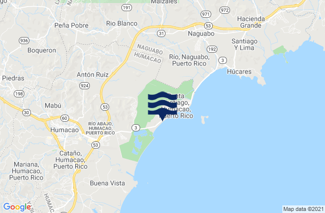 Mappa delle Getijden in Peña Pobre Barrio, Puerto Rico