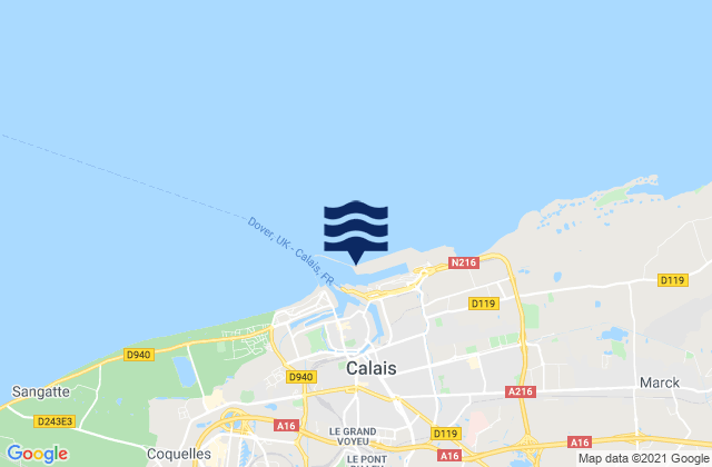 Mappa delle Getijden in Phare de Calais, France
