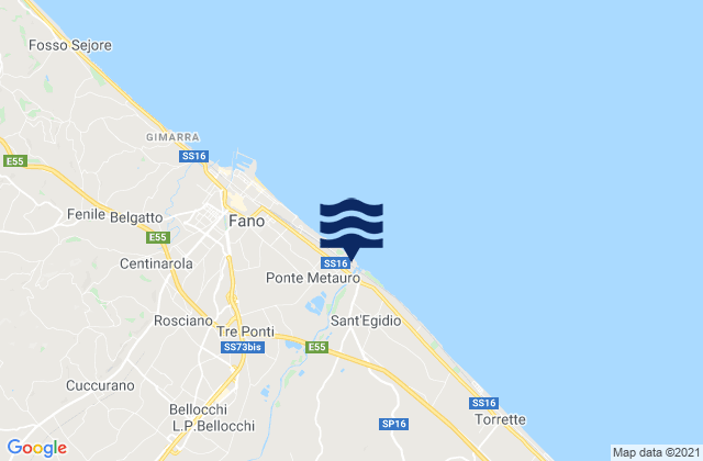 Mappa delle Getijden in Piagge, Italy