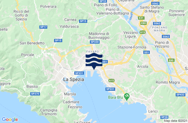 Mappa delle Getijden in Piana Battolla, Italy