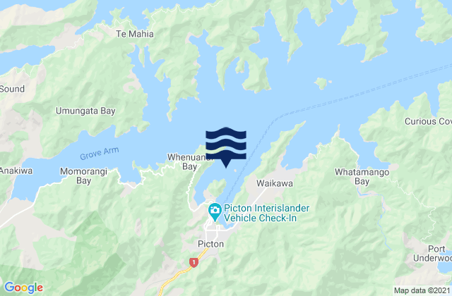 Mappa delle Getijden in Picton Harbour, New Zealand