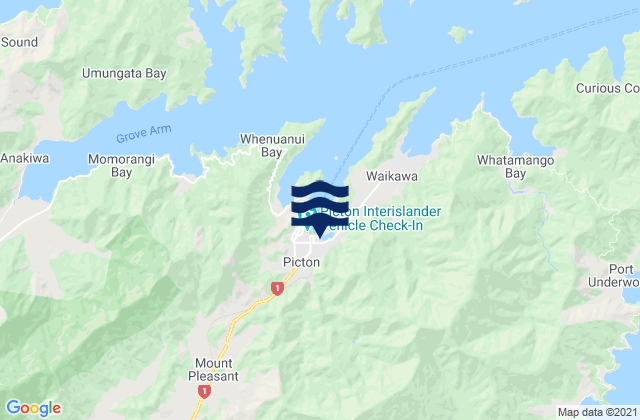 Mappa delle Getijden in Picton, New Zealand