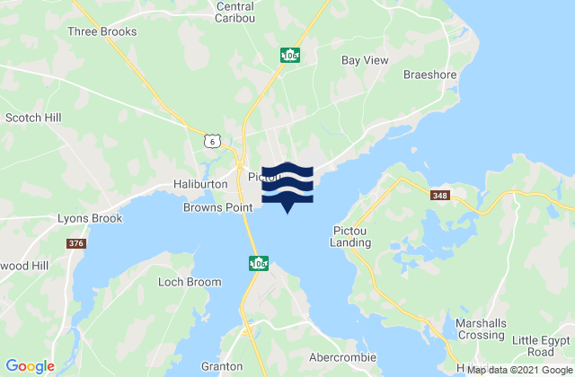 Mappa delle Getijden in Pictou Harbour, Canada