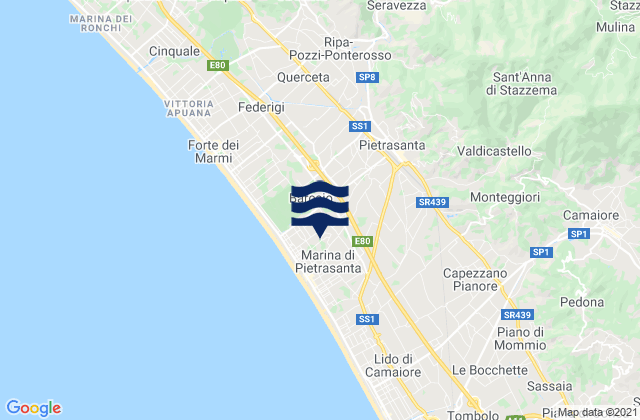 Mappa delle Getijden in Pietrasanta, Italy