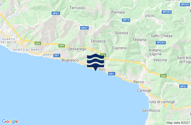Mappa delle Getijden in Pieve Ligure, Italy