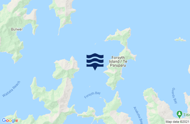 Mappa delle Getijden in Pigeon Bay, New Zealand