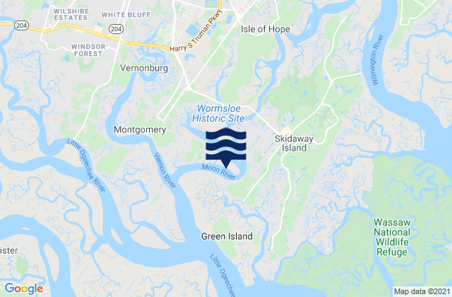Mappa delle Getijden in Pigeon Island SSE of Skidaway River, United States
