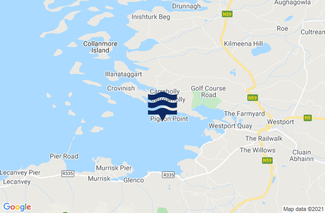 Mappa delle Getijden in Pigeon Point, Ireland