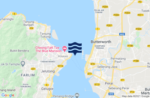 Mappa delle Getijden in Pinang (Penang), Malaysia